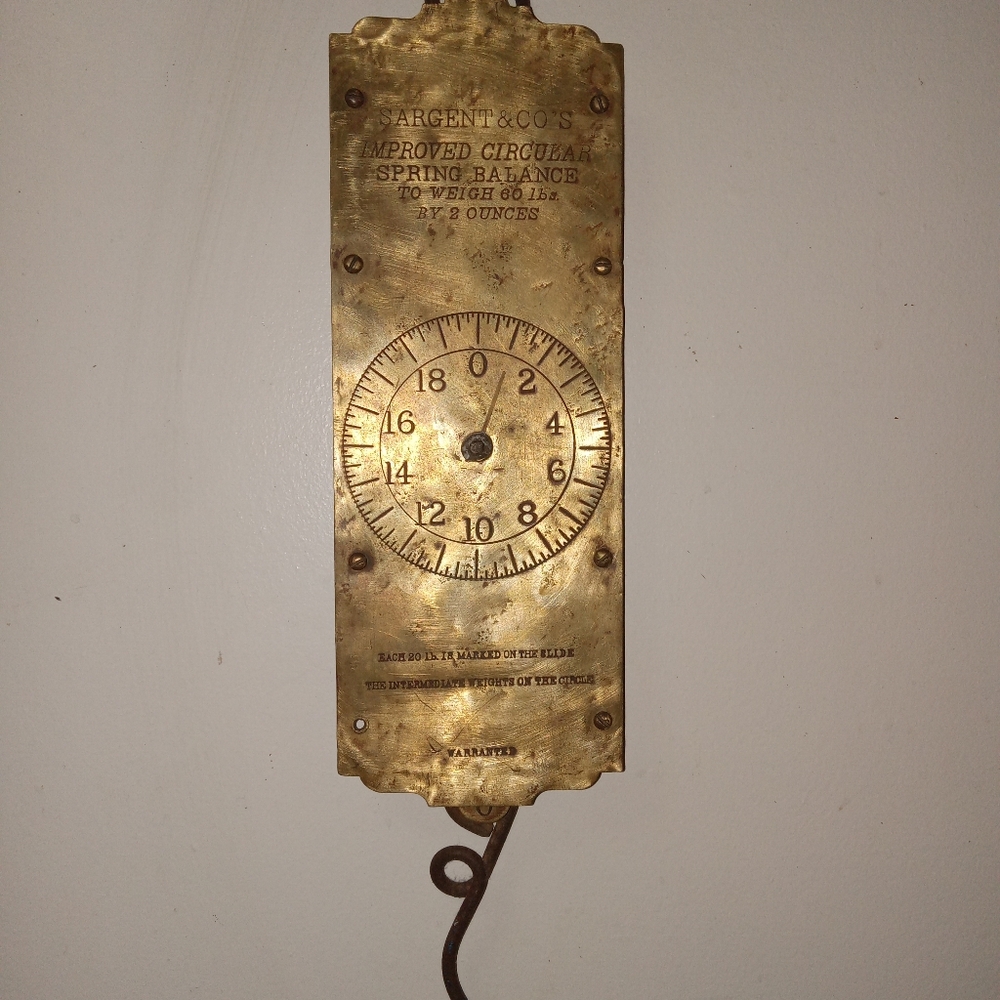 Antique early 1900 Heavey Brass Hanging Scales.